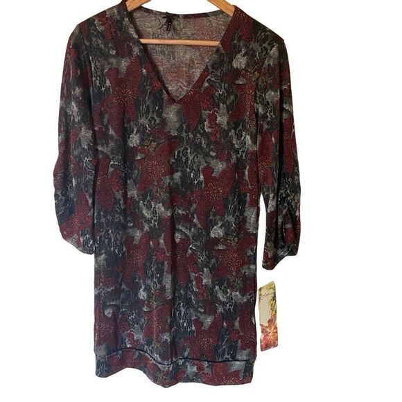 Lapis size small silver red NEW rouged sleeves tunic length - Picture 1 of 6